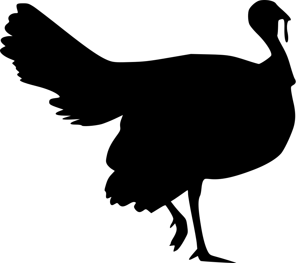 Stencil Turkey Meat Silhouette Rooster Clip Art - Silhouette Turkey Clip Art - Png Download (981x874), Png Download