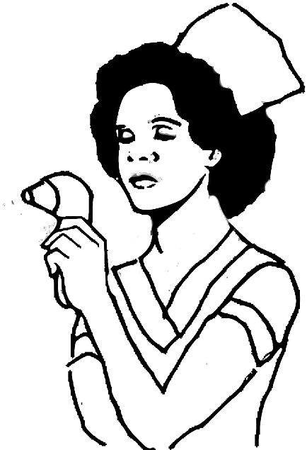Nurse, Woman, Aboriginal, Afro, Care, Fever, Health - Nurse Clipart Black And White - Png Download (541x640), Png Download