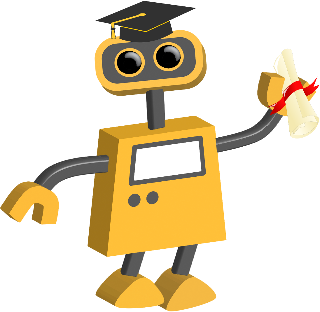 Robot With Graduation Cap Clipart (1097x1070), Png Download