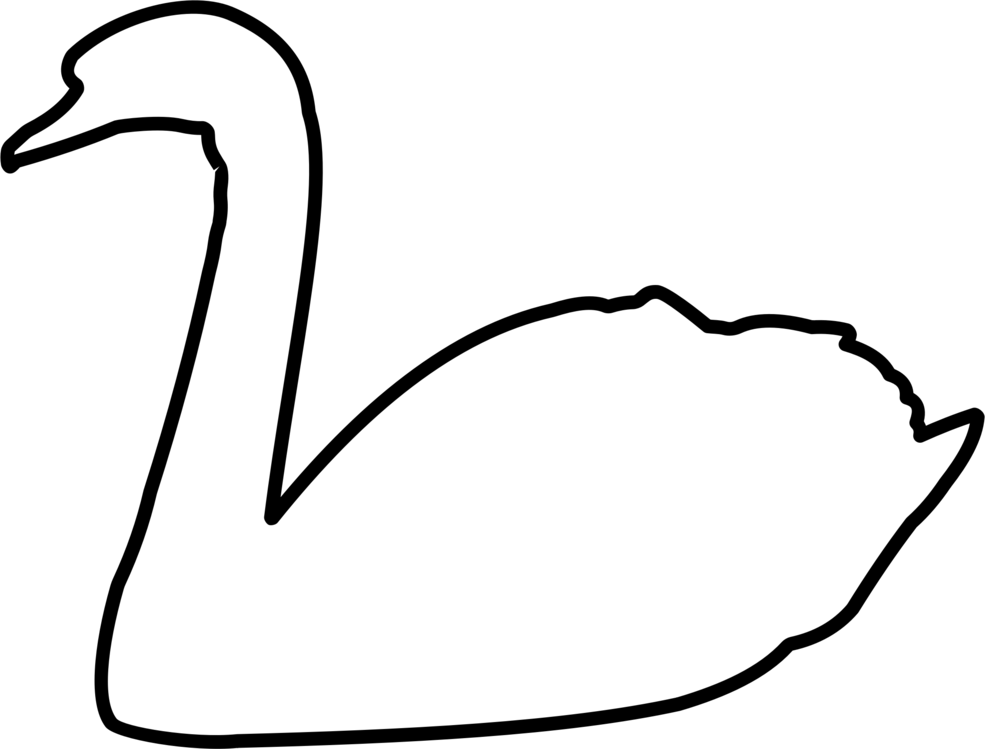 Line Art,water Bird,coloring Book - Clipart Of Swan Black And White - Png Download (985x749), Png Download