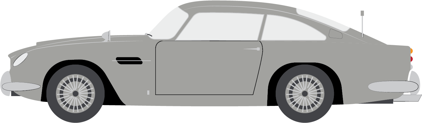 Aston Martin Clipart James Bond Car - Aston Martin Bond Illustration Top View - Png Download (1458x528), Png Download