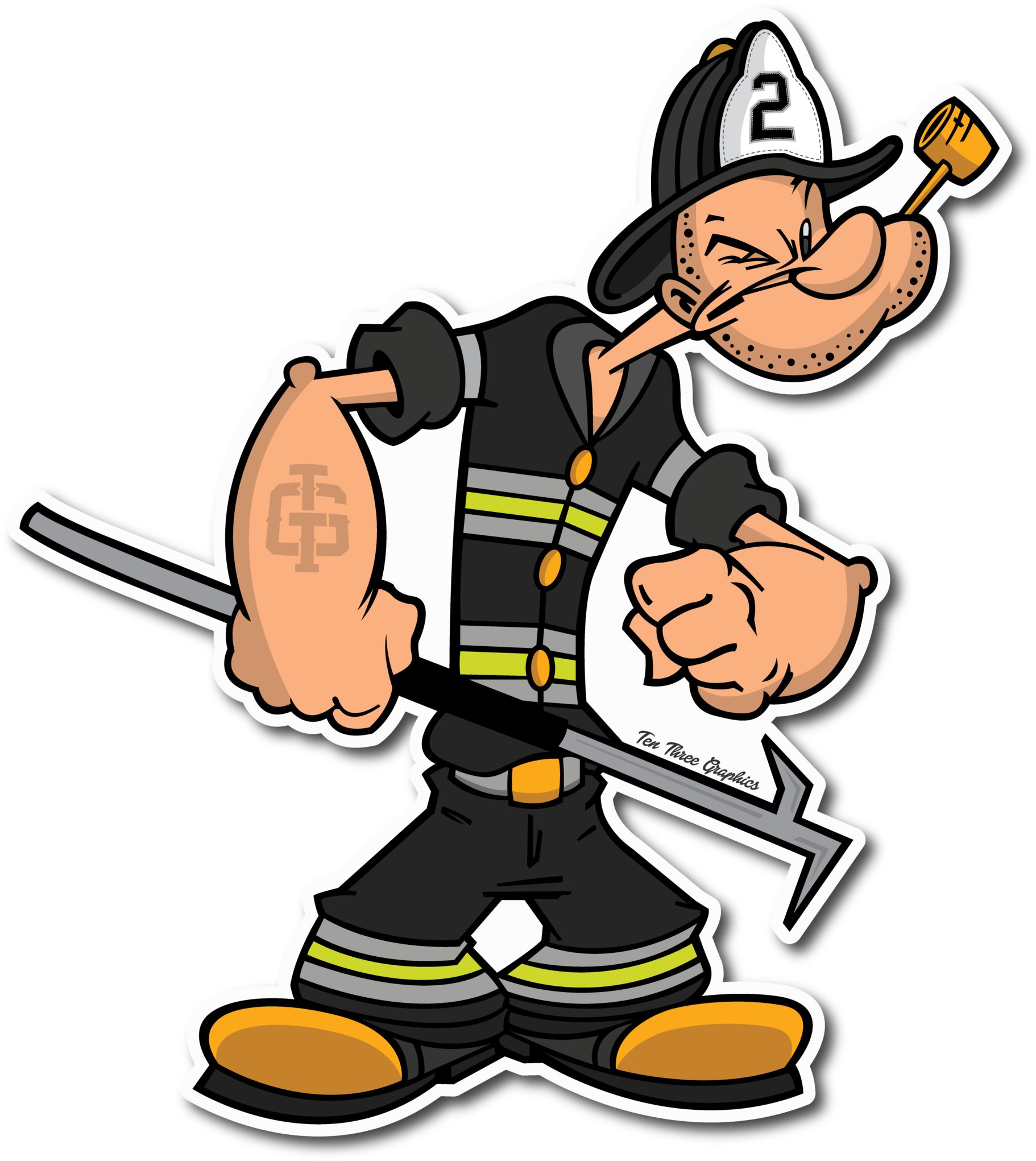 Maltese Cross Fire Truck Clipart Clip Transparent Download - Popeye Firefighter - Png Download (1831x2048), Png Download