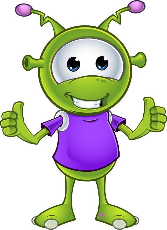 Little Green Alien - Alien Cartoon Clipart (567x778), Png Download