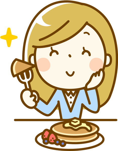 Woman Eating Pancakes - Eating A Pancake Clip Art - Png Download (600x600), Png Download