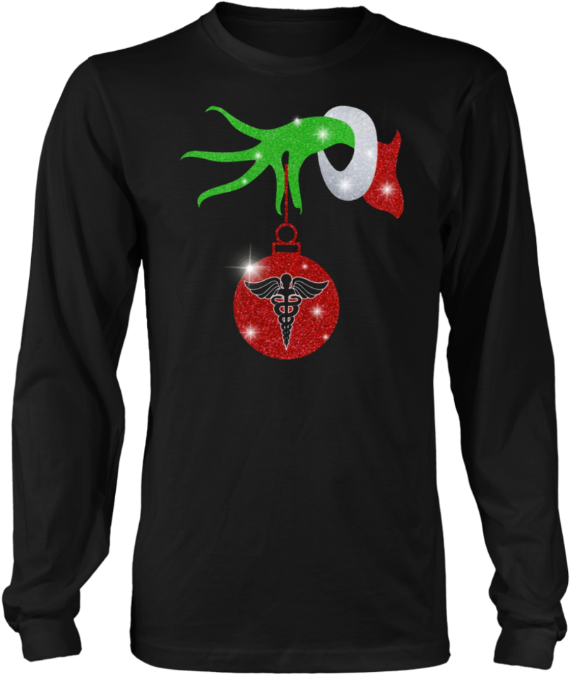 Grinch's-hand Holding Christmas Light Nurse Tshirt - Stand For Those Who Stood For Us Usa Flag Anthem Tshirt- Clipart (960x960), Png Download
