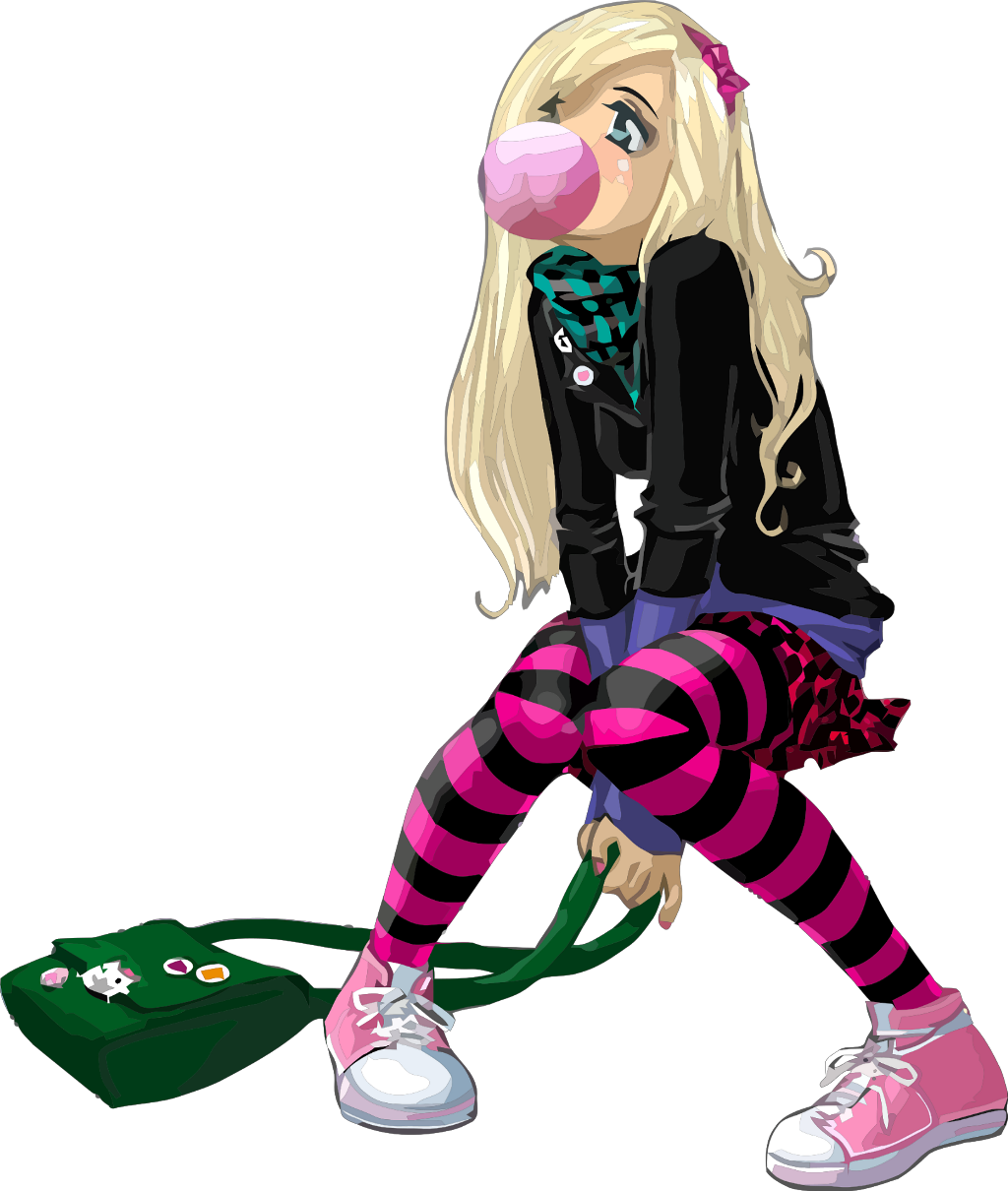 Ftestickers Clipart Cartoon Girl Bubblegum Cute - Anime Girl In Leggings - Png Download (1024x1210), Png Download