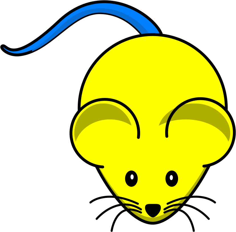 Yellow Mouse Blue Tail Svg Clip Arts 600 X 591 Px - Png Download (600x591), Png Download