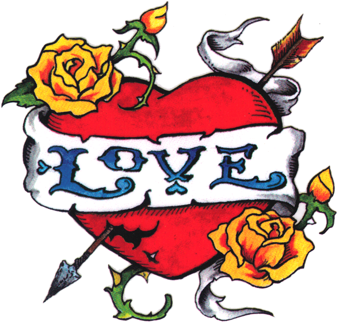 Love Tattoo Png Transparent Images - Cartoon Tattoos Png Clipart (700x666), Png Download