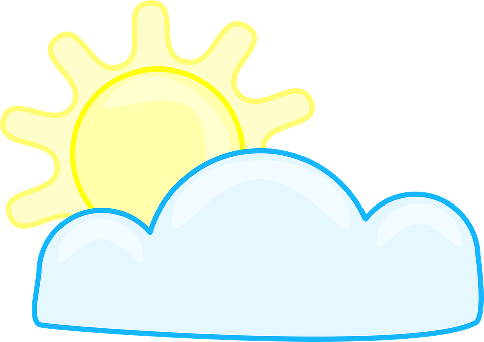 > S - Güneş Ve Bulut Çizimi Clipart (960x679), Png Download