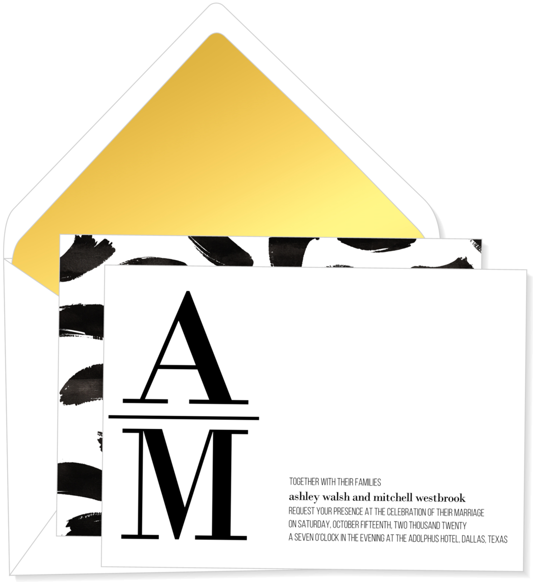 Stacked Monogram Wedding Invitation - Wedding Invitation Clipart (1050x1145), Png Download