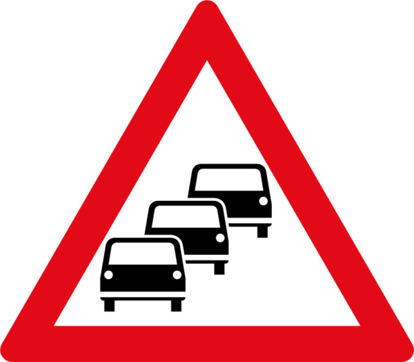 Congestion Sign - Cross Road Traffic Sign Clipart (600x524), Png Download