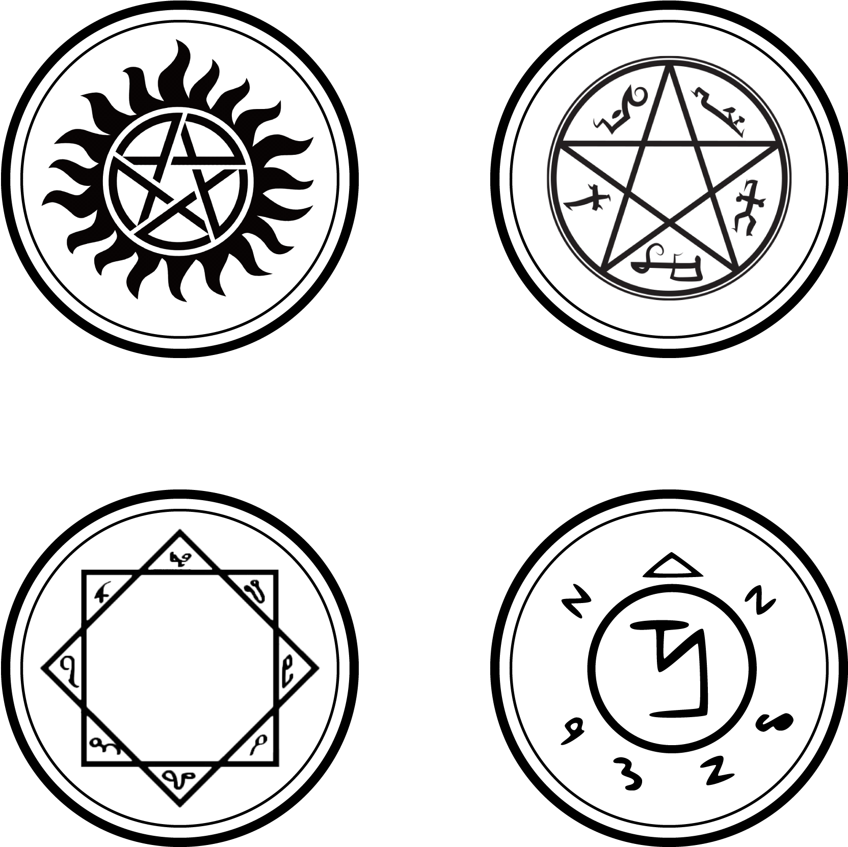 Hey Guys, I Am Wood Burning Some Symbols From Supernatural - Supernatural: Winchester Bros. 6 Square Car Magnet Clipart (1920x1920), Png Download