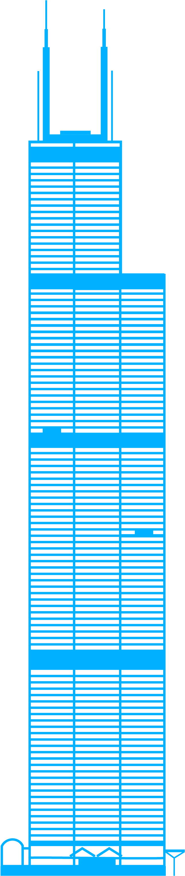 Sears Tower Chicago Front Elevation Clipart (2817x3067), Png Download