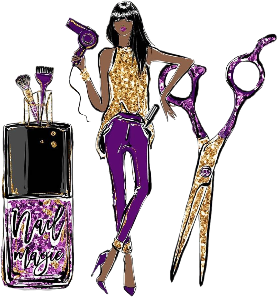 #watercolor #salon #nailartist #beautician #hair #nails - Hairdresser Fashion Illustration Clipart (1078x1154), Png Download