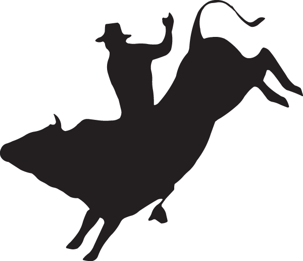 Bull Riding Decal Rodeo Sticker - Rodeo Bull Rider Silhouette Clipart (600x516), Png Download