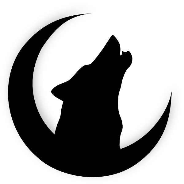 Wolf Head Silhouette Clipart Banner Library Download - Moon Wolf Silhouette - Png Download (600x599), Png Download