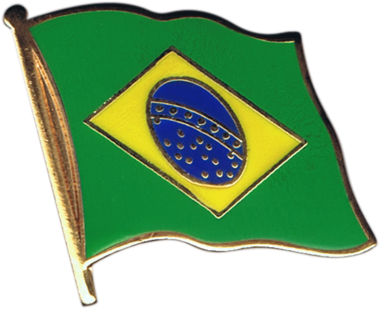 Brazil Flag Pin, Badge - Mexican Flag Drawing Easy Clipart (1299x1054), Png Download