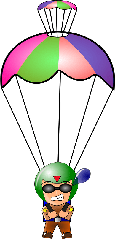 Paratrooper Chibi Clipart - Colorful Parachute Clip Art - Png Download (388x800), Png Download