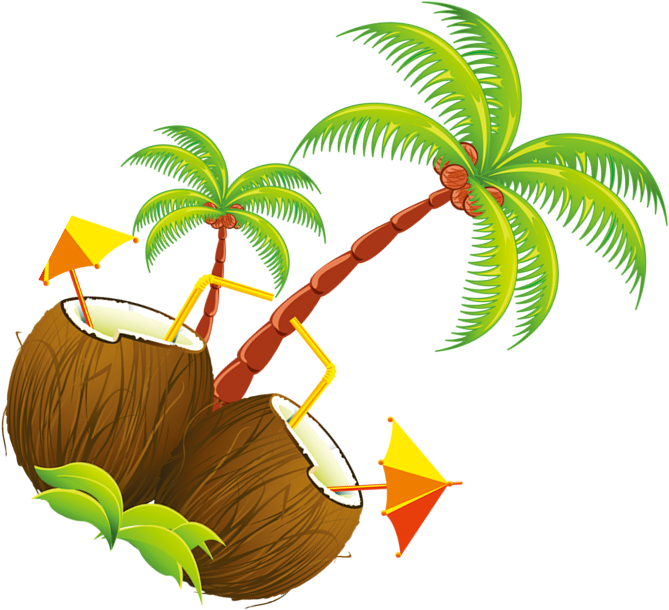 Coconut Tree Illustration - Cartoon Coconut Trees Clipart (1316x1201), Png Download