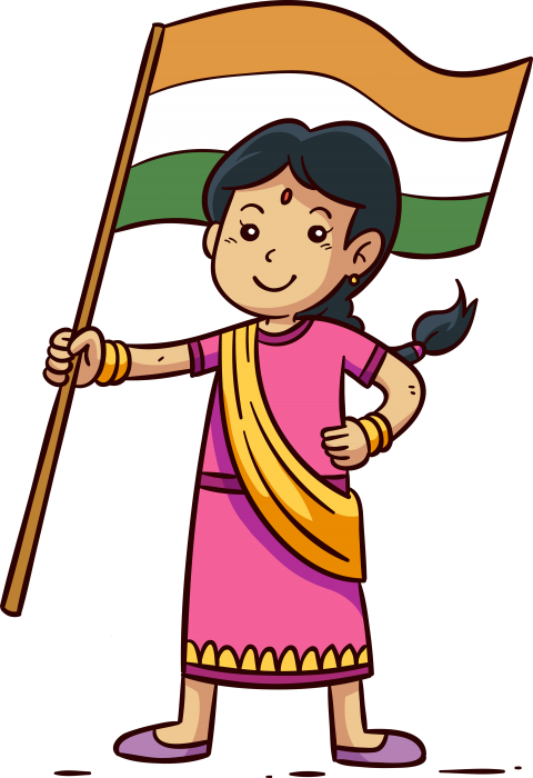 Indian People With Flag Clipart - Png Download (480x700), Png Download