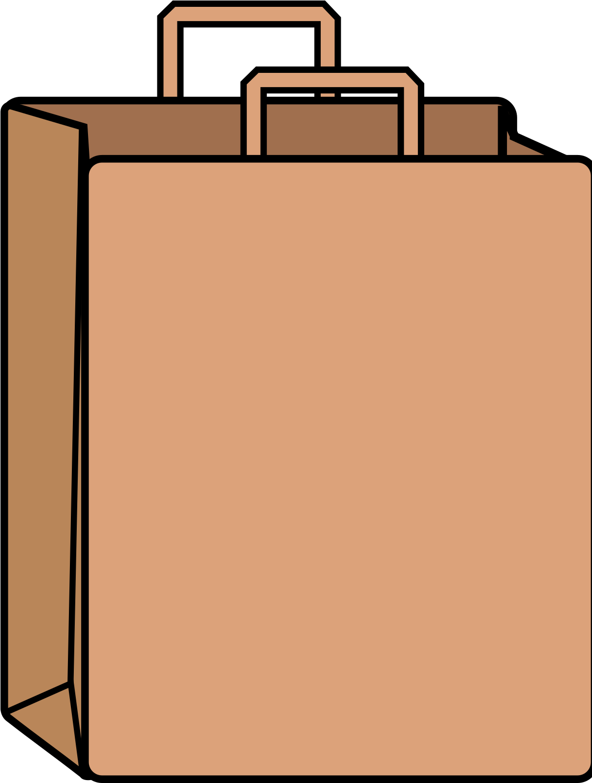 Paper Bag Png Icons - Brown Paper Bag Cartoon Clipart (600x600), Png Download