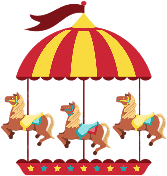 Merry Go Round With Three Horses Transparent Png - Carousel Vector Png Clipart (650x651), Png Download