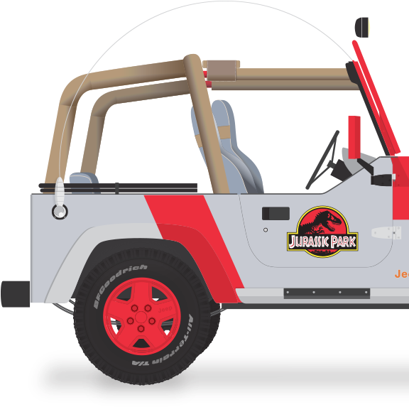 Jurassic Park Jeep Transparent & Png Clipart Free Download - Red Jeep Wheels Jurassic Park (600x600), Png Download