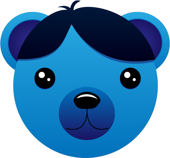 Cartoon Bear With Moist Eyes Vector Illustration - Bear With Blue Hair Clipart (600x600), Png Download