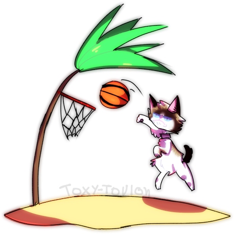 Grumpy Cat In A Desert Island Playing Basketball Clipart (900x544), Png Download