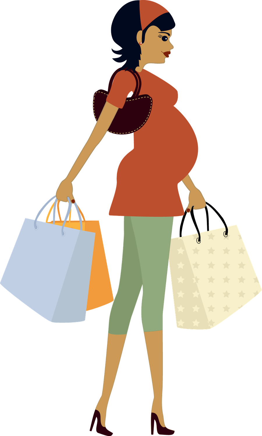 Transparent Pregnant Woman Png - Png Pregnant Shopping Clipart (900x1495), Png Download