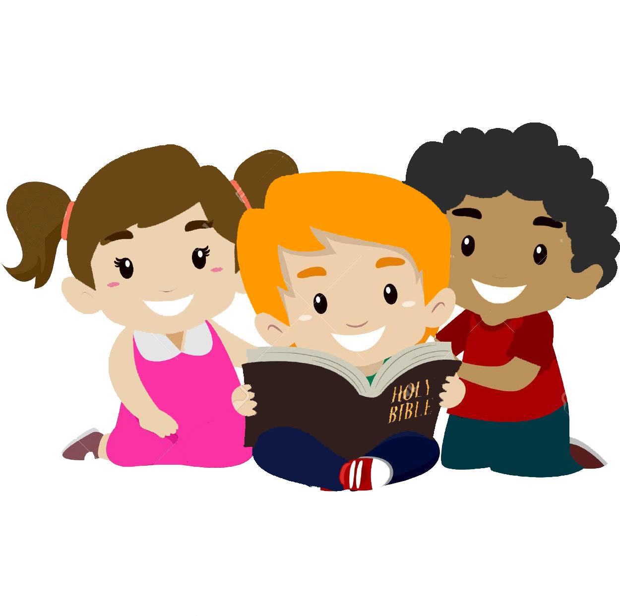55395845 Vector Illustration Of Children Reading Bible Kids Bible 
