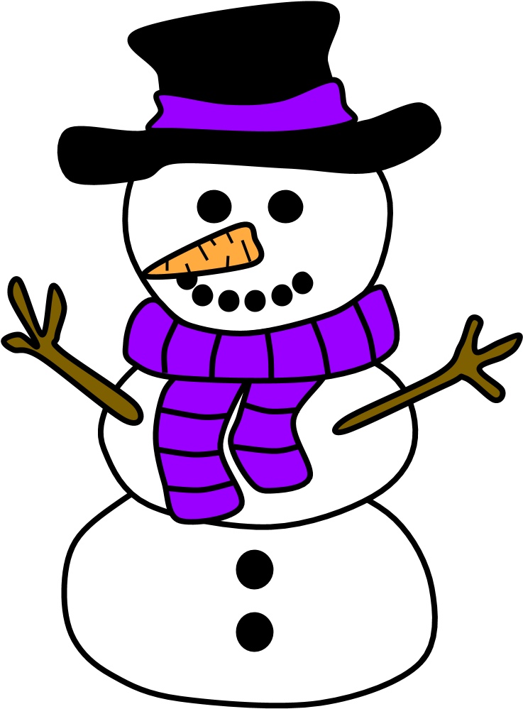 Snowman, Hat, Scarf, Purple - Clipart Snowman Png Transparent Png (816x1056), Png Download