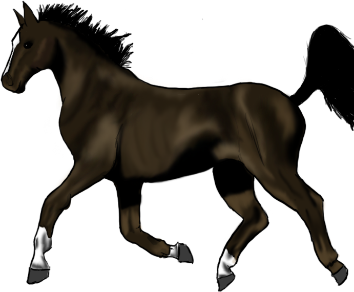 Pony Trot Mane Stallion Thoroughbred - Horse Trotting Mane Clipart (700x600), Png Download