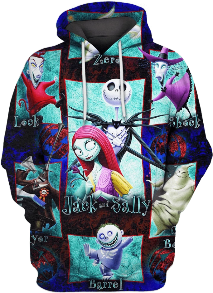Jack And Sally Nightmare Before Christmas Hoodie Clipart (1000x999), Png Download