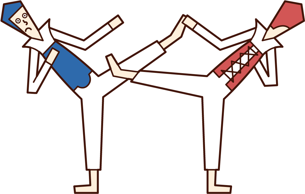 Illustration Of A Taekwondo Player Playing A Match Clipart (1103x829), Png Download
