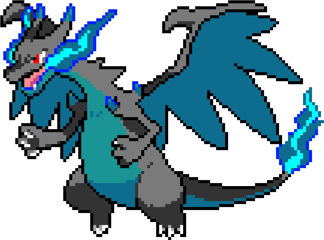 Mega Charizard X Pixel Art Pixel Art Maker - Charizard X Pixel Art Clipart (1170x890), Png Download
