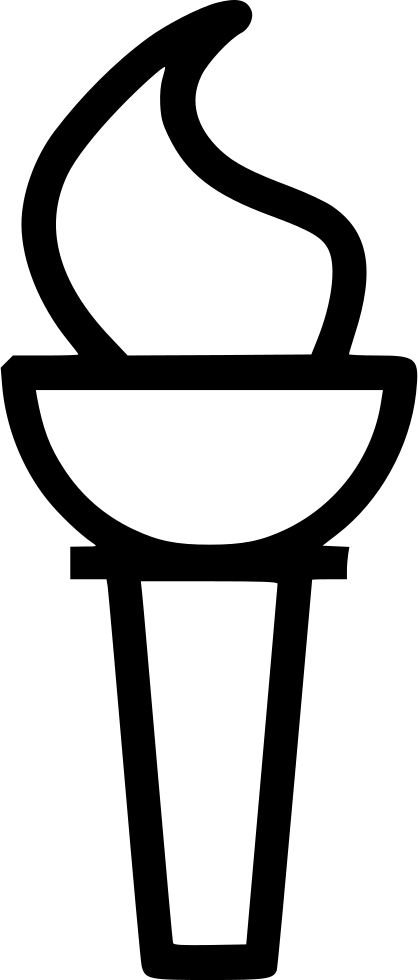 Torch Flame Olympics Tradition - Torch Png Black And White Clipart (418x980), Png Download