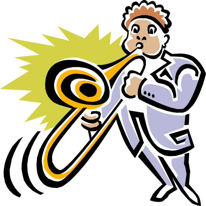 Vector Illustration Of 1950"s Vintage Style Jazz Musician - Trombone Clipart - Png Download (699x700), Png Download