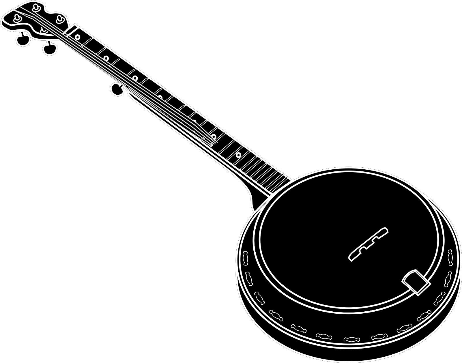 Banjo Black And White Clipart (1600x1600), Png Download