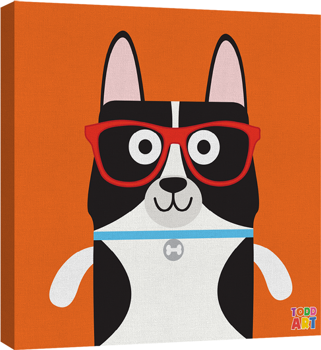 Border Collie Bow Wow Canvas - Border Collie Clipart (800x800), Png Download