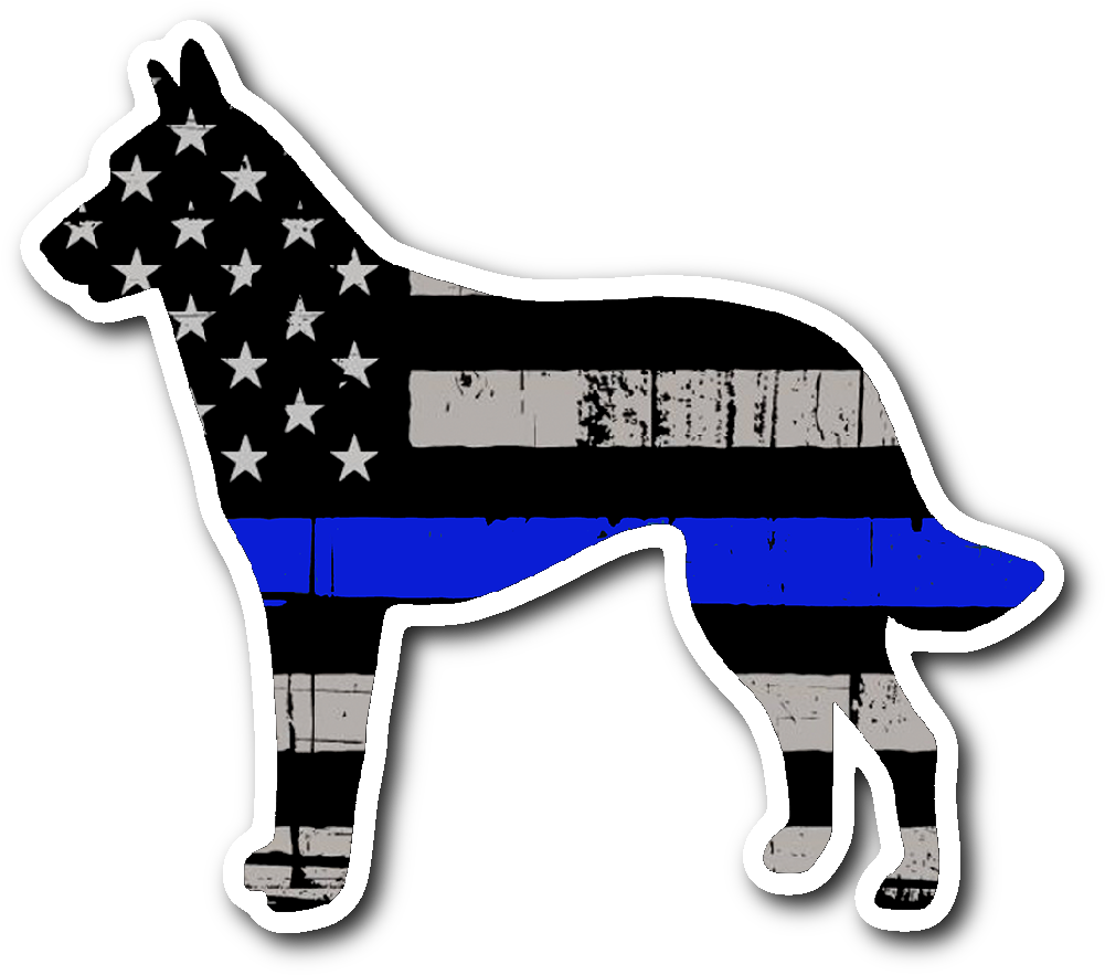 K-9 Belgian Malinois Thin Blue Line Flag Sticker"
 - K9 Thin Blue Line Flag Clipart (1064x1064), Png Download