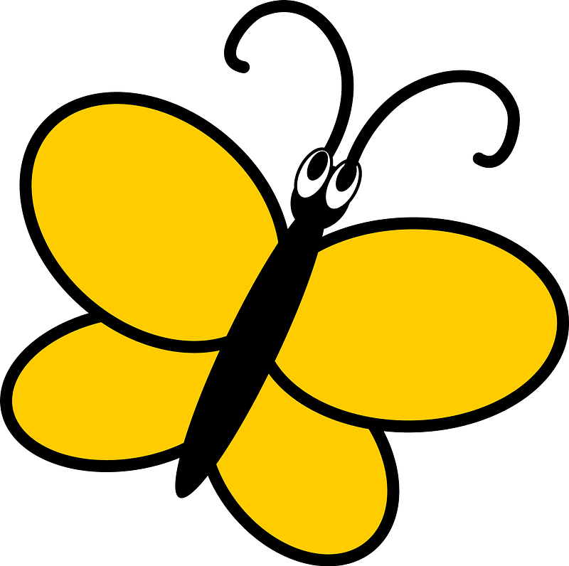 Yellow Cartoon Butterfly Clipart - Png Download (800x796), Png Download