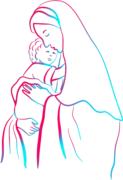 Mary With Jesus - Drawing Mary Jesus Mother Clipart (600x600), Png Download