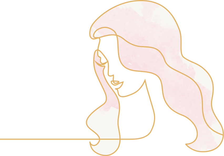 Line Drawing In Gold Of Woman"s Head And Face - Illustration Clipart (852x592), Png Download