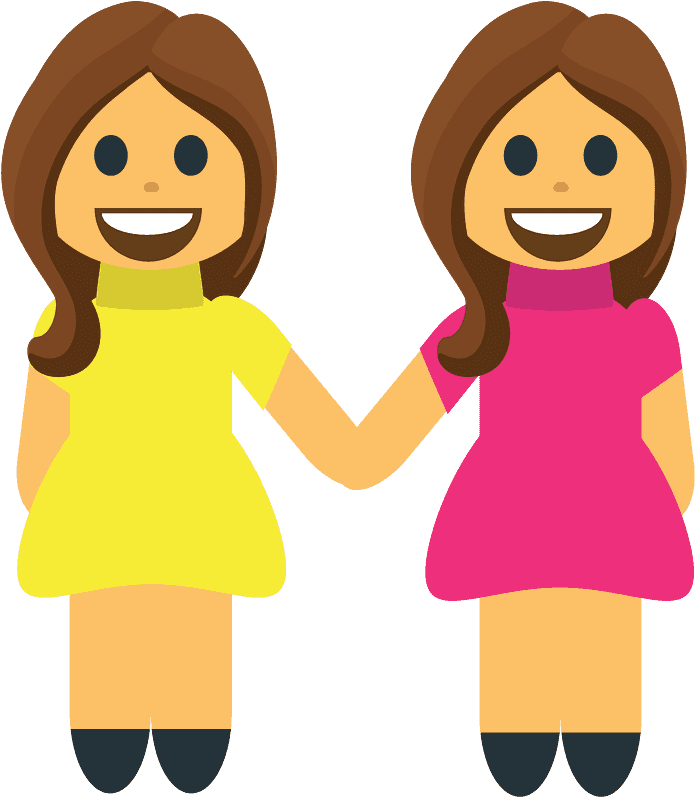 Women Holding Hands Emoji Clipart - وکتور دو تا دوست - Png Download (800x800), Png Download