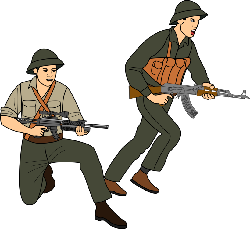 Download Hd Vietnam War South Vietnam Soldier Battle - Cartoon Drawing Soldiers War Clipart (820x750), Png Download