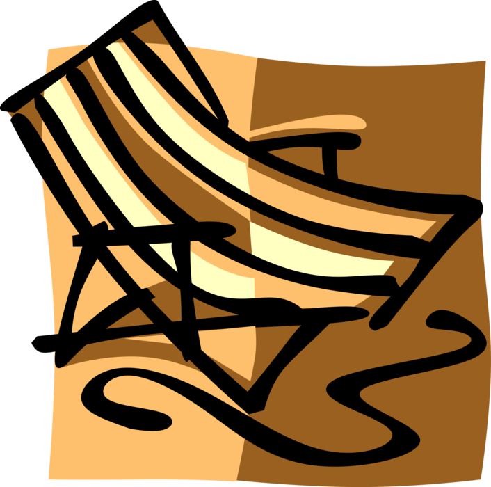 Vector Illustration Of Lawn Or Deck Chair Or Beach Clipart (706x700), Png Download