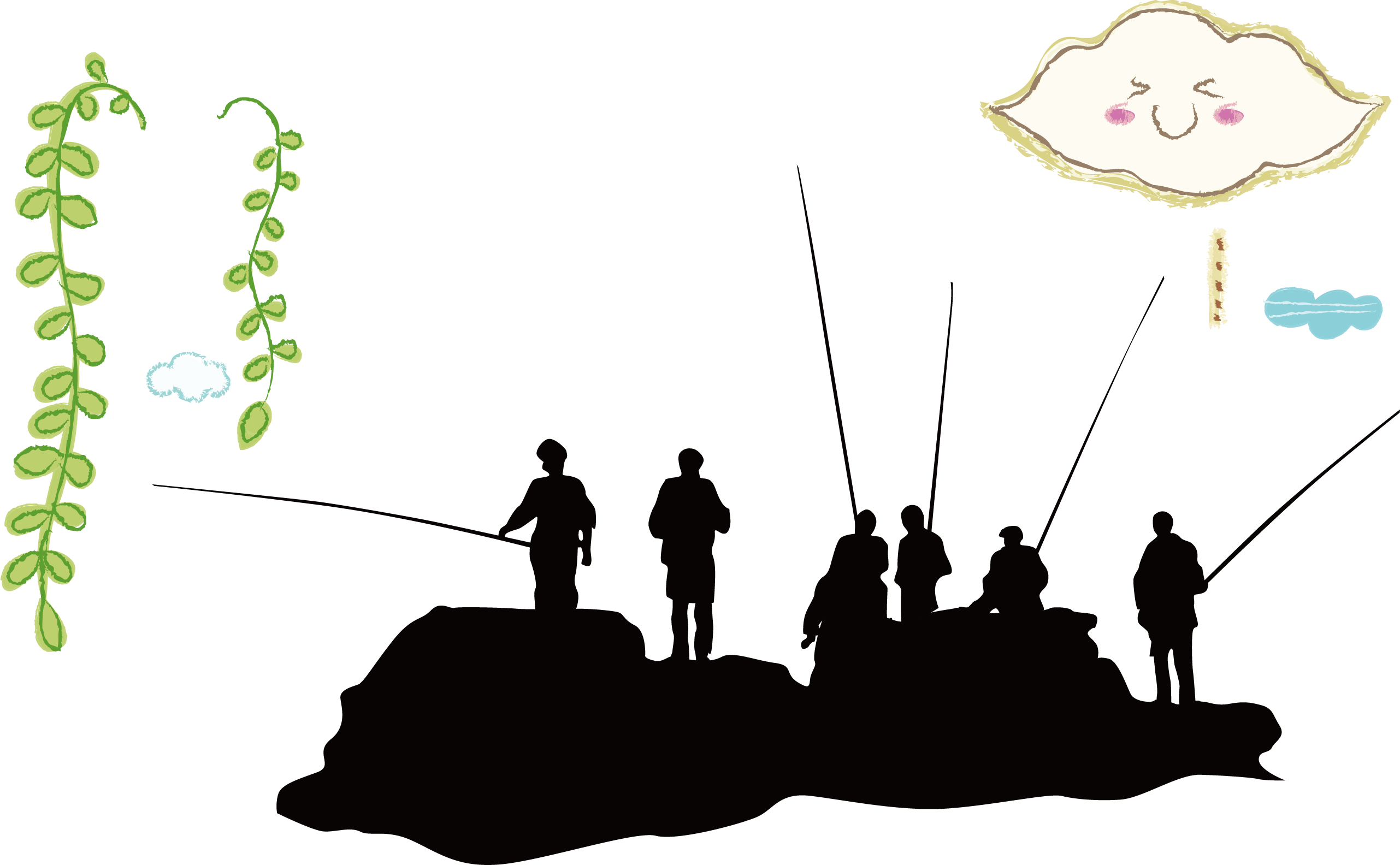 Silhouette At Getdrawings Com - Fishing Vector Black And White Clipart (2563x1584), Png Download