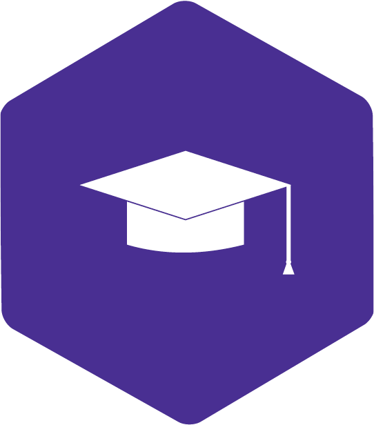 Graphic Of Graduation Cap On Purple Hexagon Clipart (542x616), Png Download