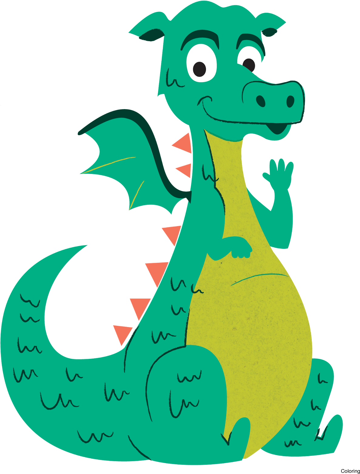 Clipart Reading Dragon - Dragon Illustration For Kids - Png Download (1237x1600), Png Download